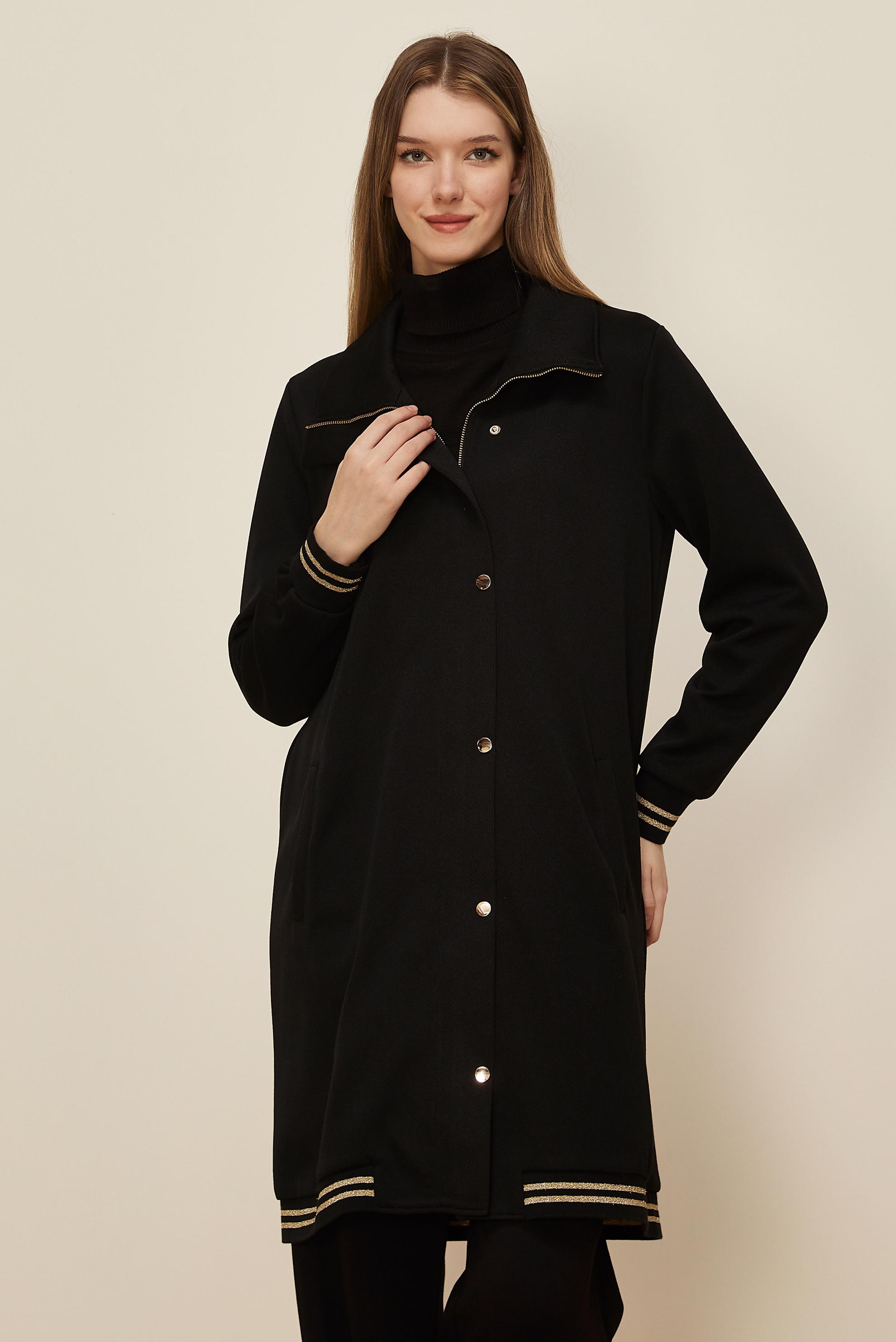 Tesettür giyim SİYAH FERMUAR DETAYLI EŞOFMAN TUNİK 46272