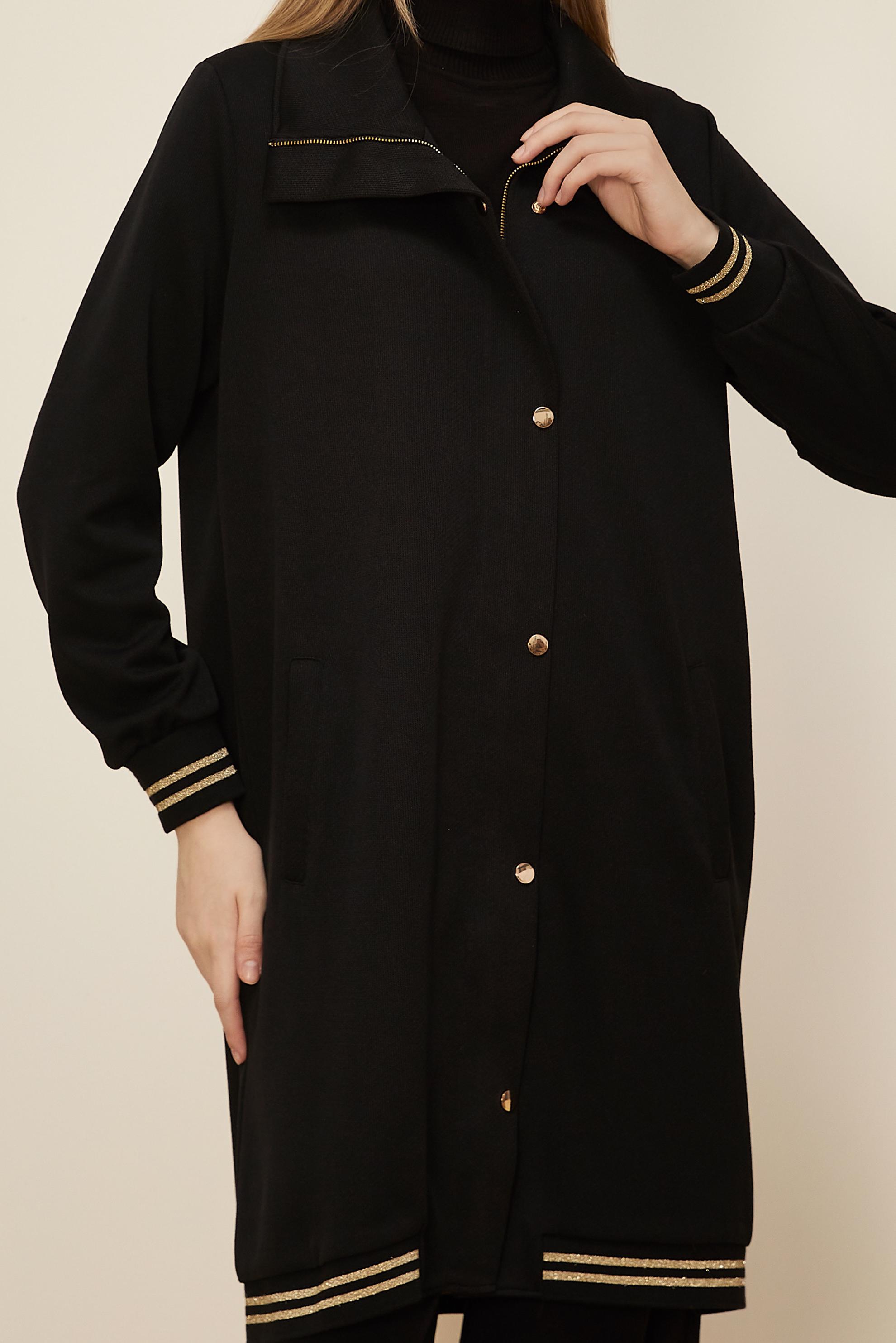 Tesettür giyim SİYAH FERMUAR DETAYLI EŞOFMAN TUNİK 46272