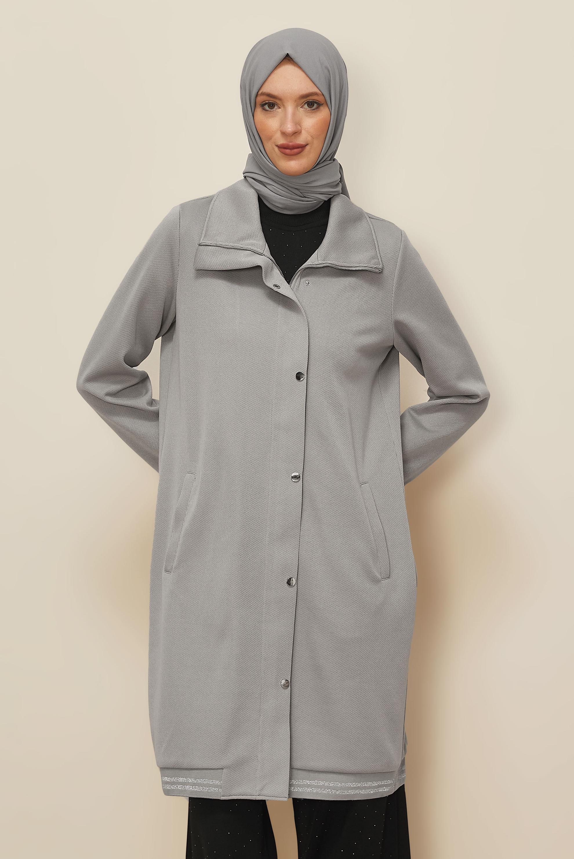Hijab clothing GREY ZIPPERED TRACKSUIT TUNIC 46272