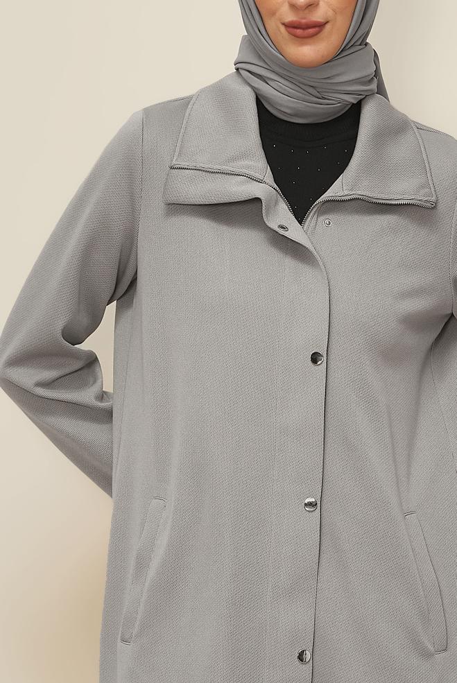 Hijab clothing GREY ZIPPERED TRACKSUIT TUNIC 46272 - ALVİNA