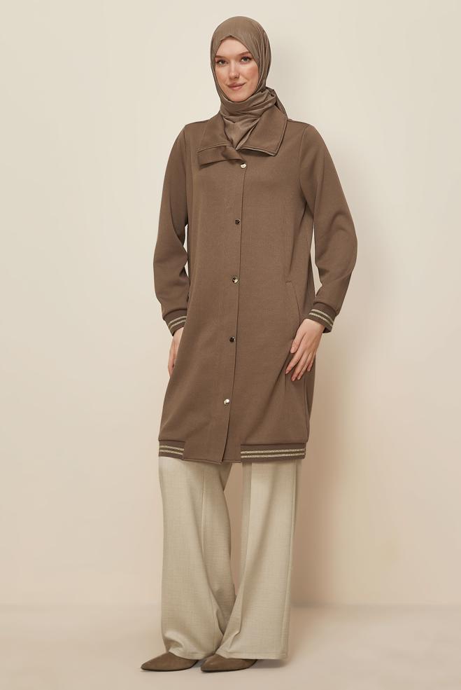 Tesettür giyim KAHVE 46272 8556 EŞOFMAN TUNİK 40-48 TEK 42 - ALVİNA
