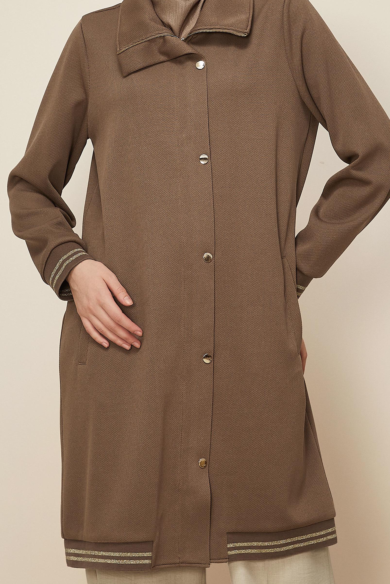 Tesettür giyim KAHVE FERMUAR DETAYLI EŞOFMAN TUNİK 46272