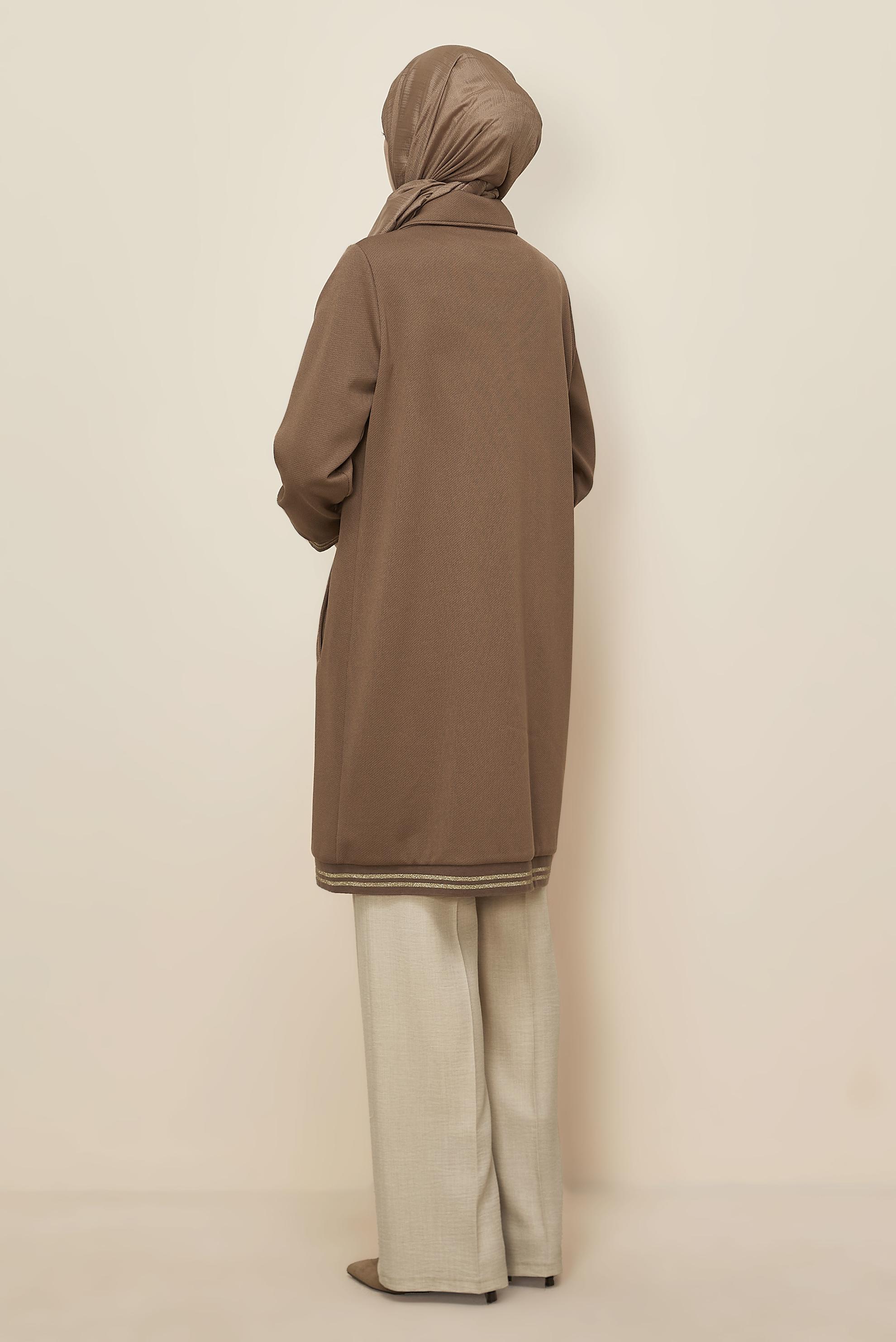 Tesettür giyim KAHVE FERMUAR DETAYLI EŞOFMAN TUNİK 46272