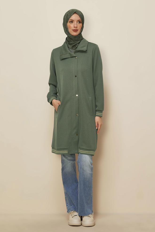 Hijab clothing KHAKI ZIPPERED TRACKSUIT TUNIC 46272 - ALVİNA