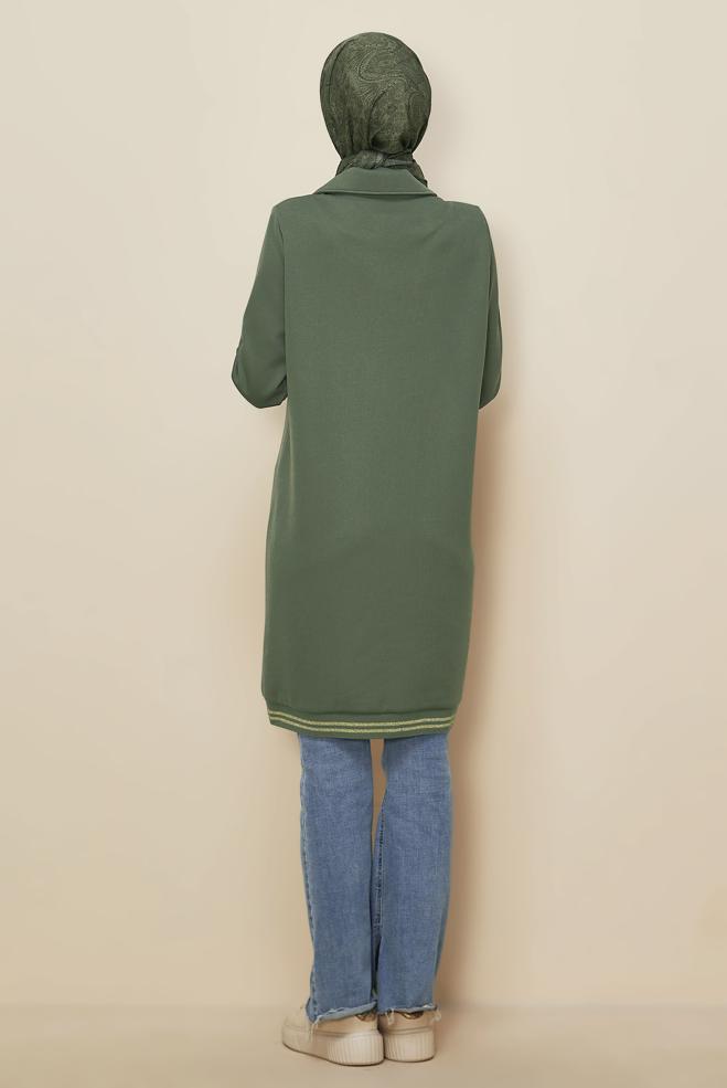 Hijab clothing KHAKI ZIPPERED TRACKSUIT TUNIC 46272 - ALVİNA