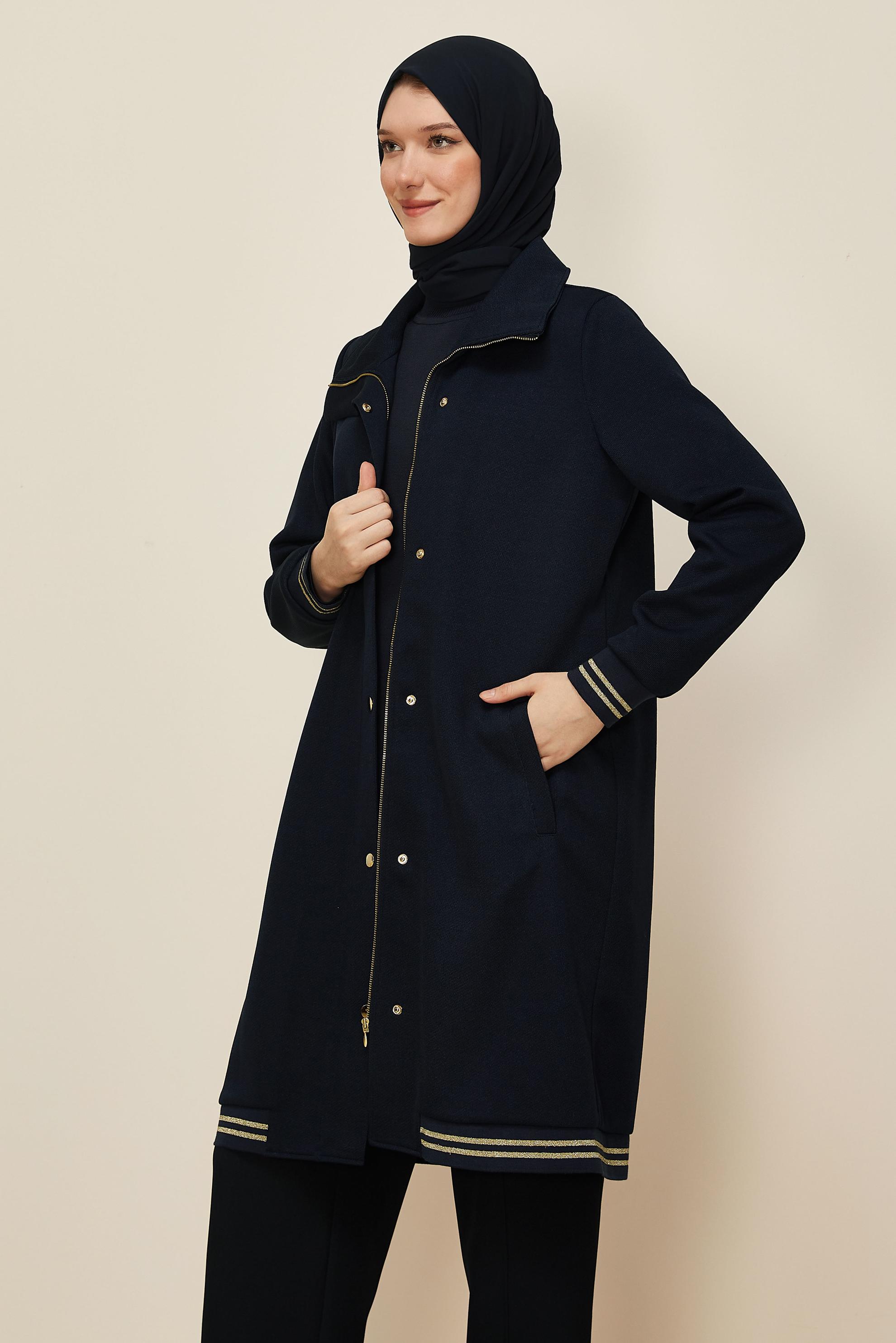 Tesettür giyim LACİVERT FERMUAR DETAYLI EŞOFMAN TUNİK 46272
