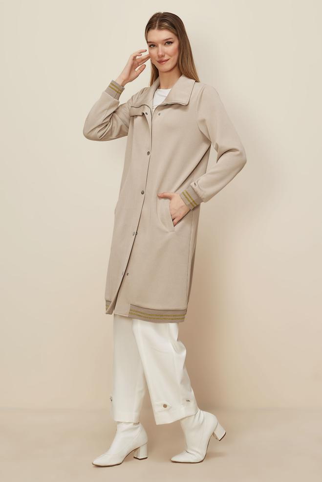 Tesettür giyim BEJ 46272 8556 EŞOFMAN TUNİK 40-48 TEK 42 - ALVİNA