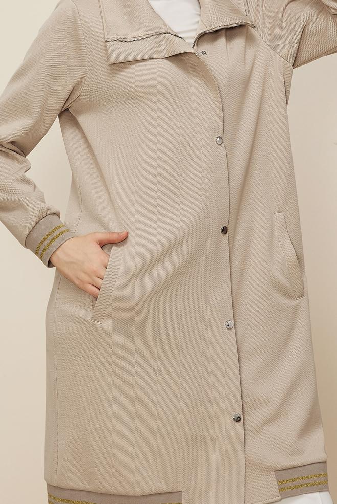 Tesettür giyim BEJ 46272 8556 EŞOFMAN TUNİK 40-48 TEK 42 - ALVİNA