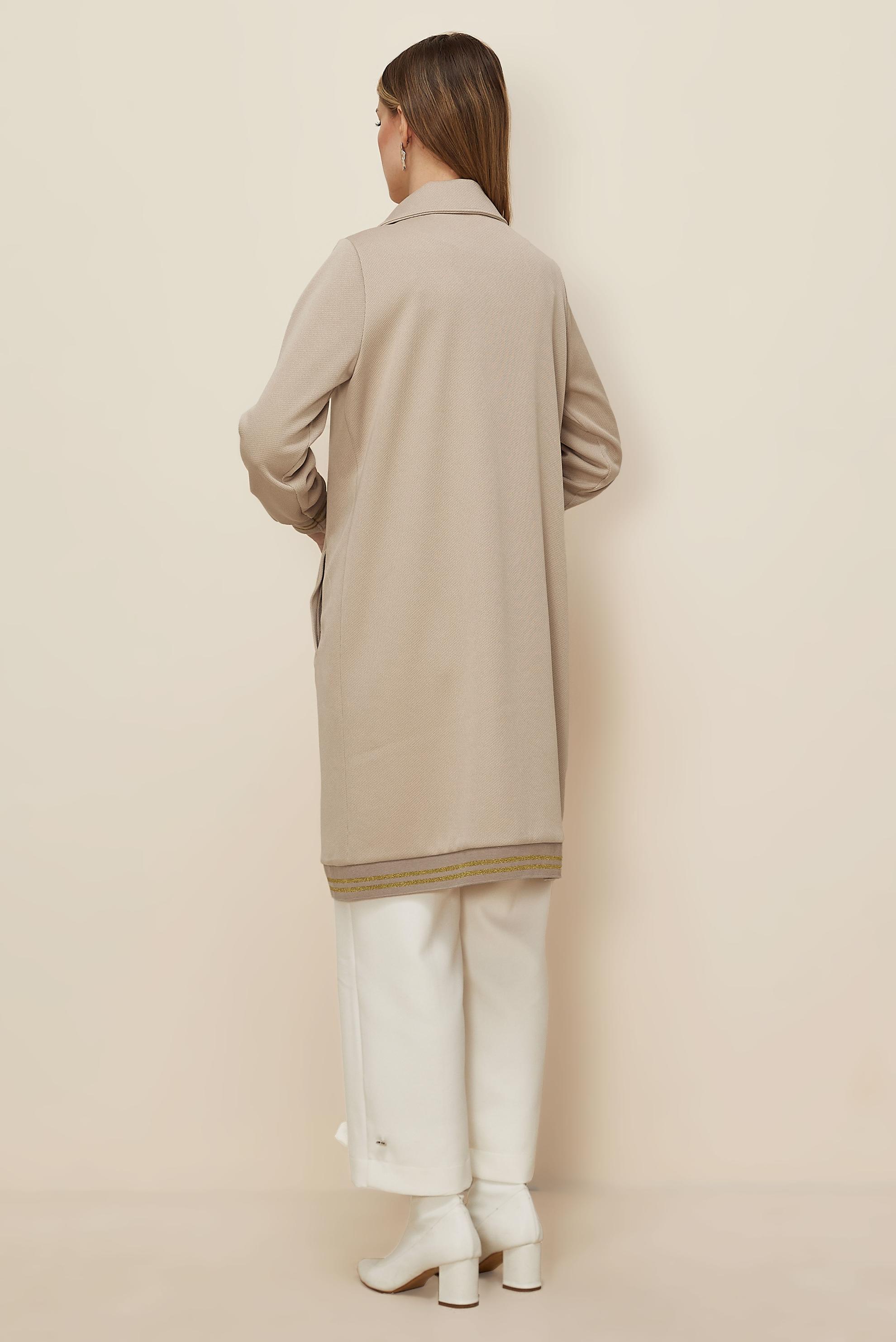 Tesettür giyim BEJ FERMUAR DETAYLI EŞOFMAN TUNİK 46272