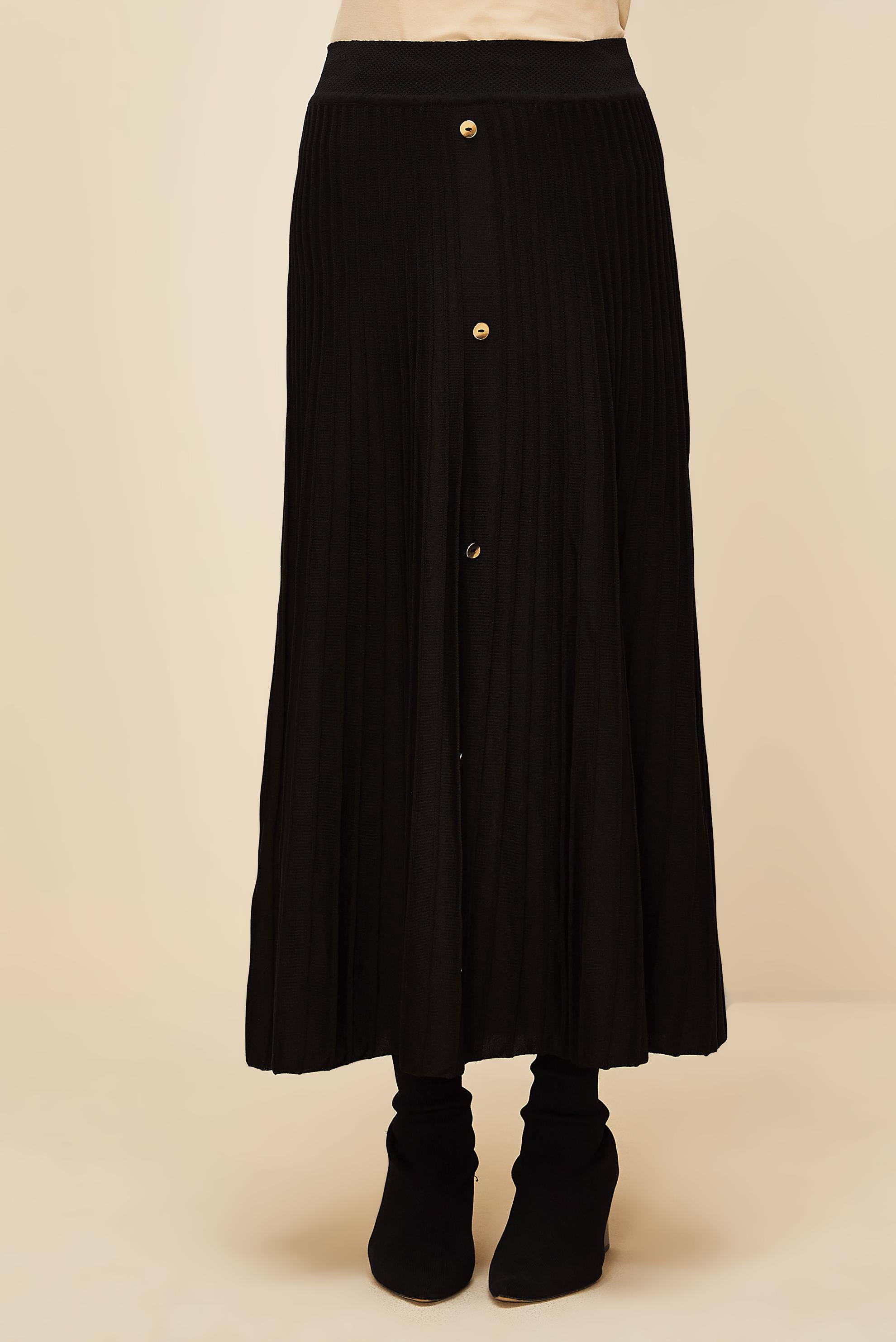 Vêtements hijab NOIR JUPE EN TRICOT DÉTAILLÉE DE BOUTONS 60700