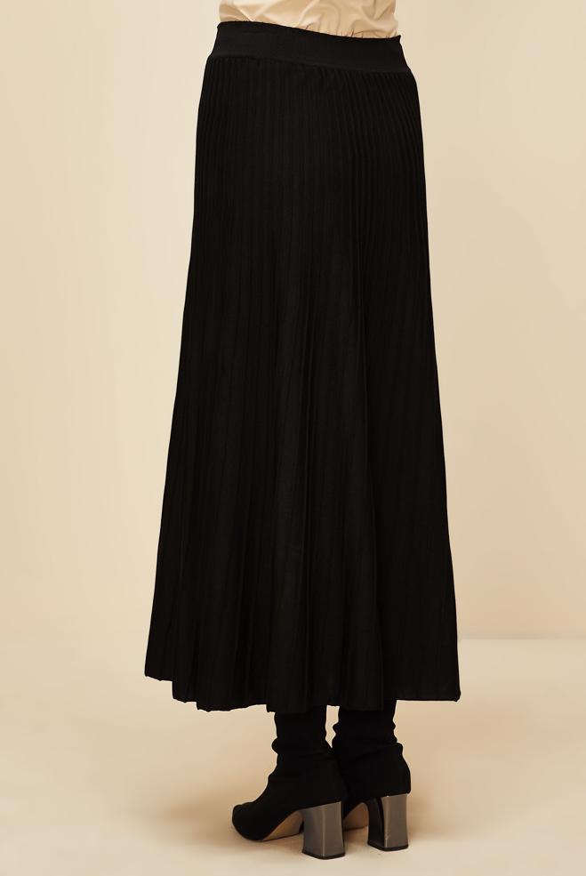 Hijab clothing BLACK BUTTON DETAILED KNITWEAR SKIRT 60700 - ALVİNA