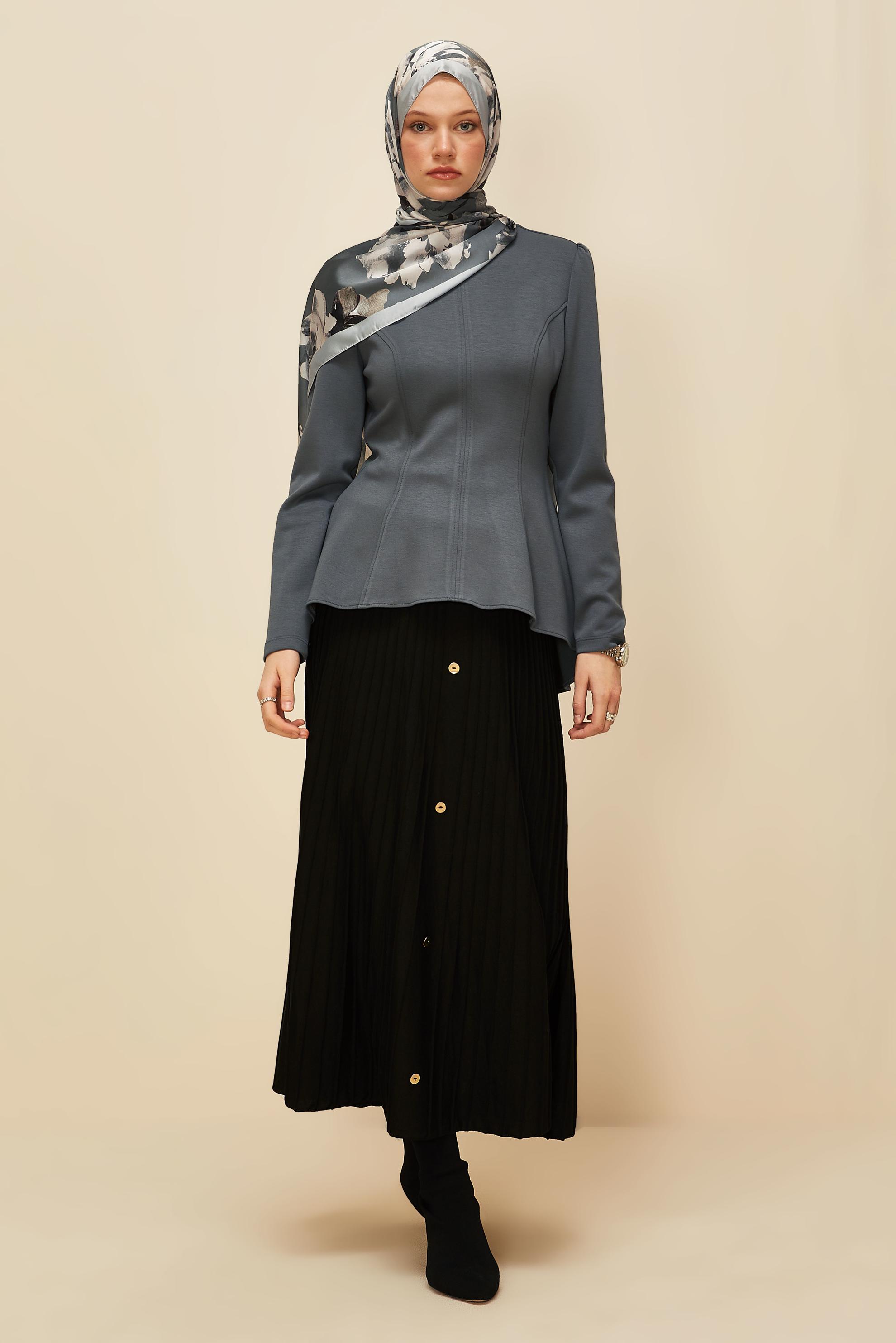 Vêtements hijab NOIR JUPE EN TRICOT DÉTAILLÉE DE BOUTONS 60700