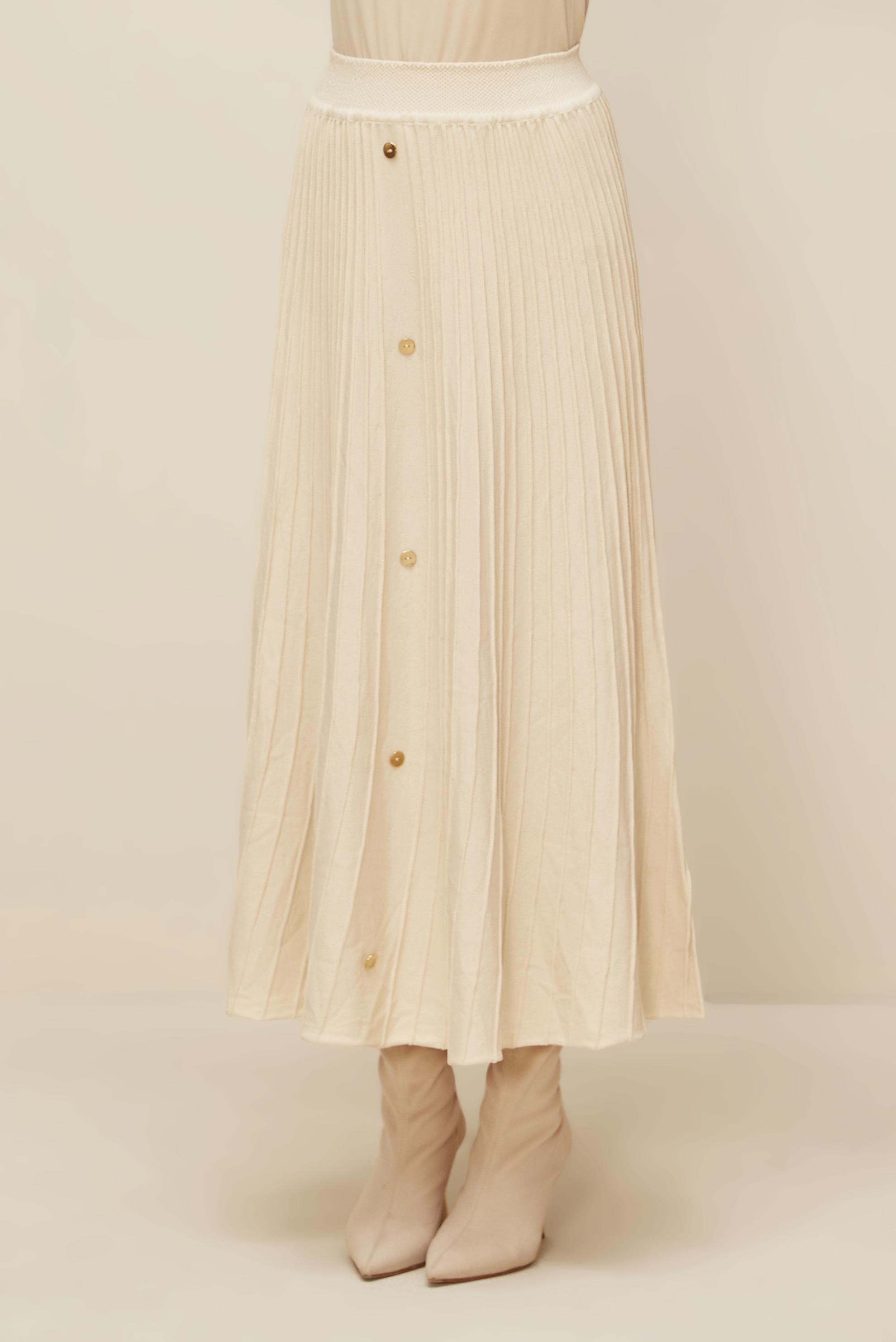 Hijab clothing BEIGE BUTTON DETAILED KNITWEAR SKIRT 60700