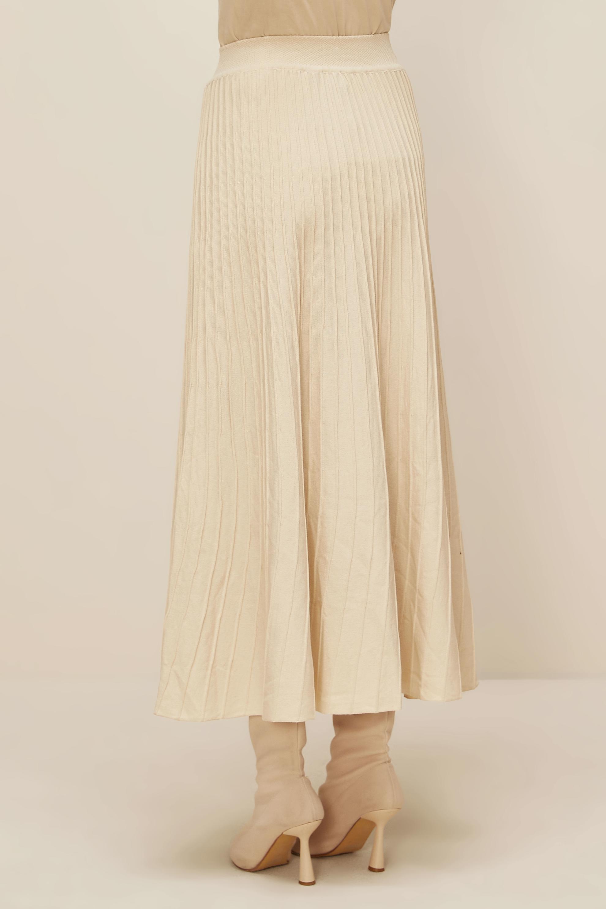 Hijab clothing BEIGE BUTTON DETAILED KNITWEAR SKIRT 60700