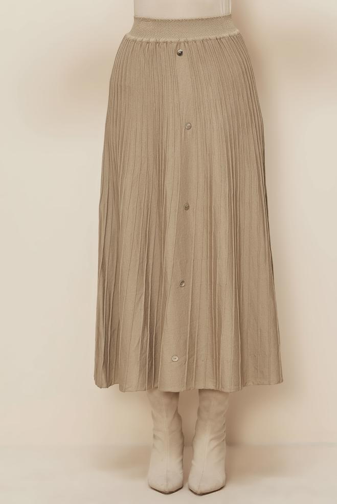 Tesettür giyim BEJ 60700 TRİKO ETEK 38-46 - ALVİNA