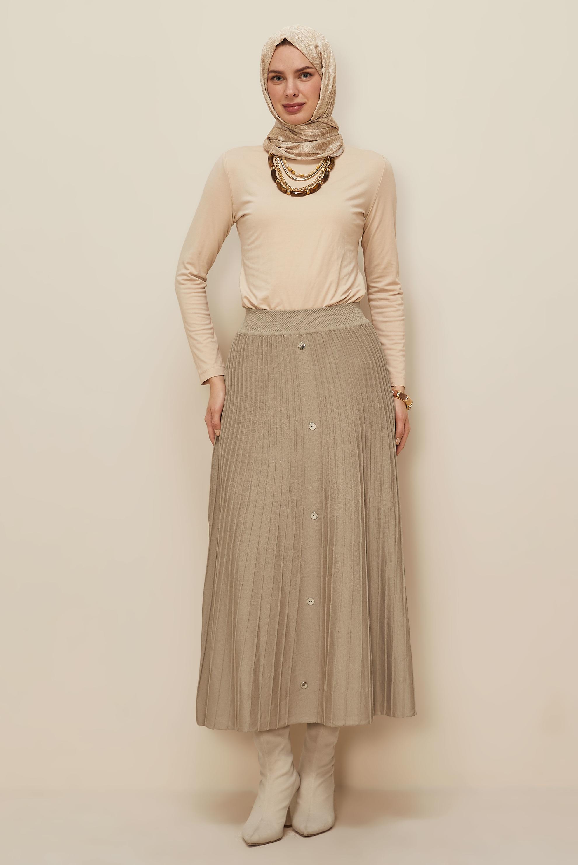 Vêtements hijab BEIGE 60700 TRİKO ETEK 38-46