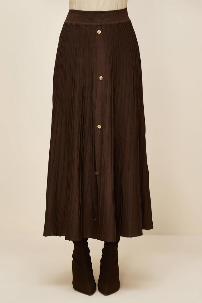Vêtements hijab  JUPE EN TRICOT DÉTAILLÉE DE BOUTONS 60700 - ALVİNA