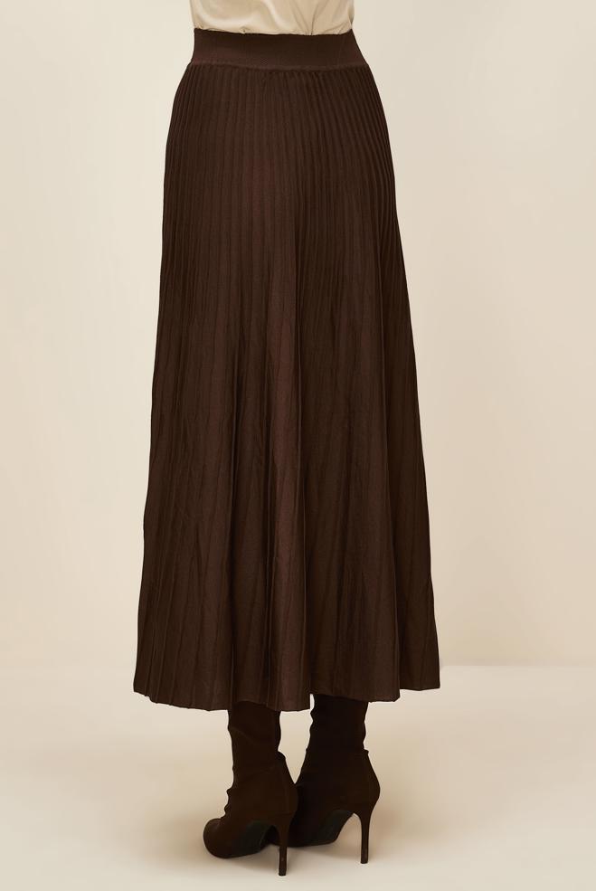 Hijab clothing BROWN BUTTON DETAILED KNITWEAR SKIRT 60700 - ALVİNA