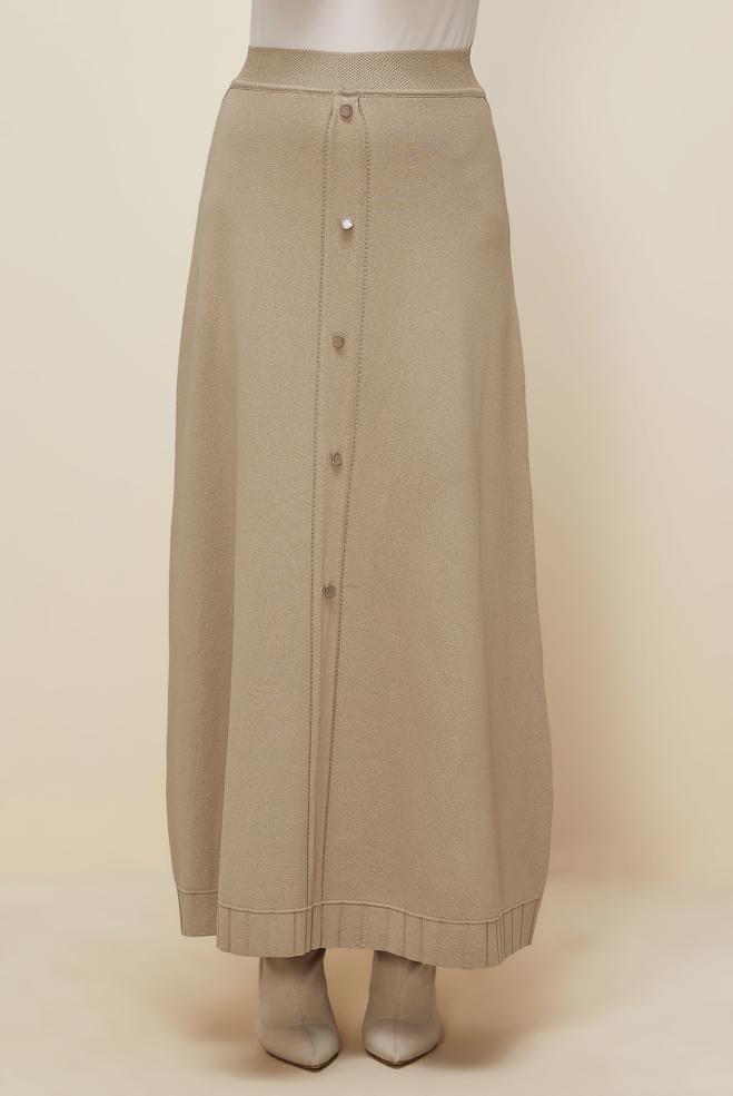 Hijab clothing BEIGE KNITWEAR SKIRT 60701 - ALVİNA