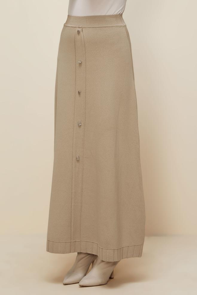 Hijab clothing BEIGE KNITWEAR SKIRT 60701 - ALVİNA
