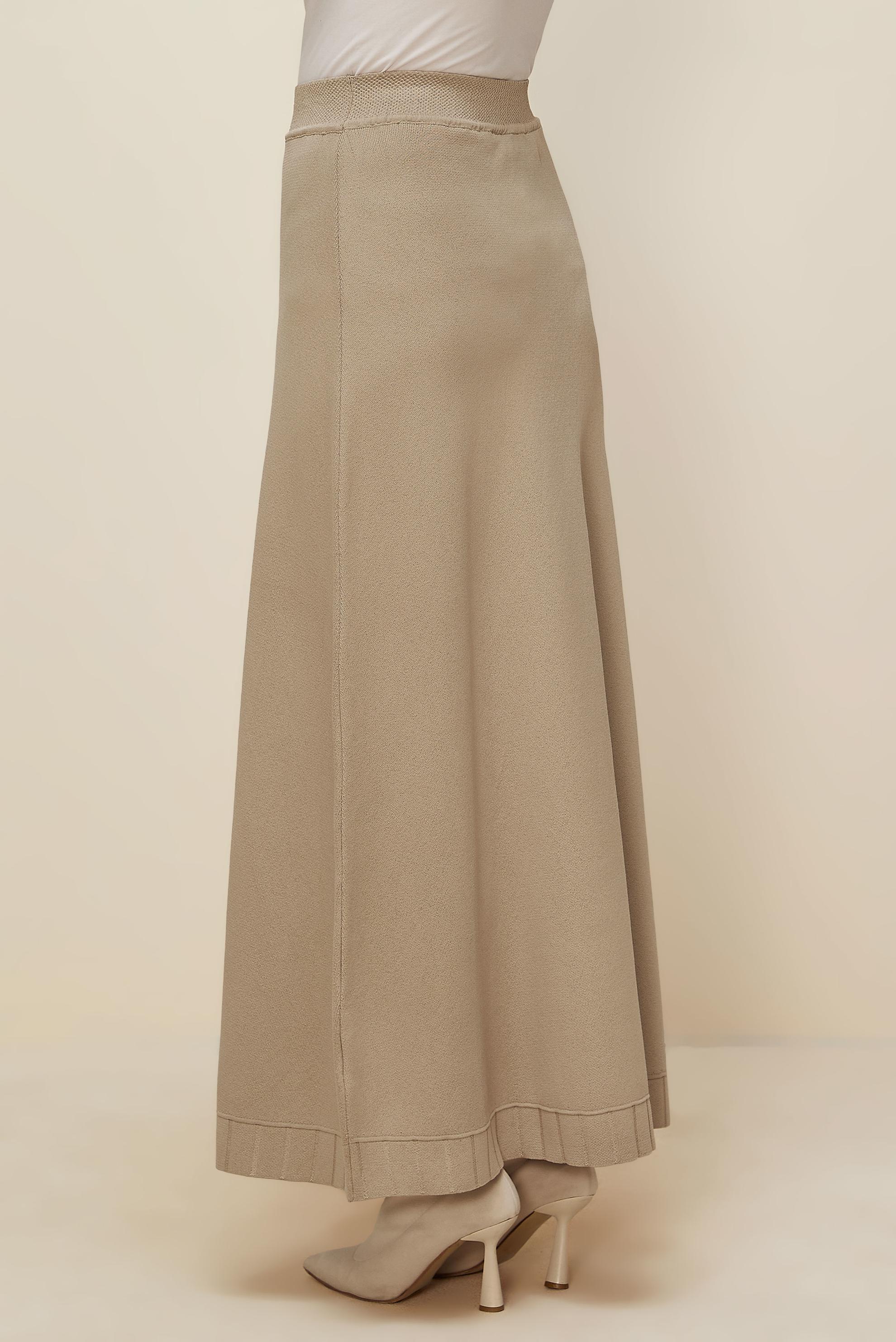 Tesettür giyim BEJ TRİKO ETEK 60701