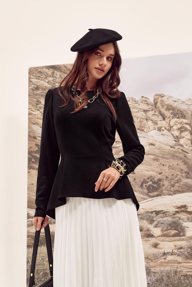 Tesettür giyim BEYAZ KEMERLİ ETEK 60702 - ALVİNA