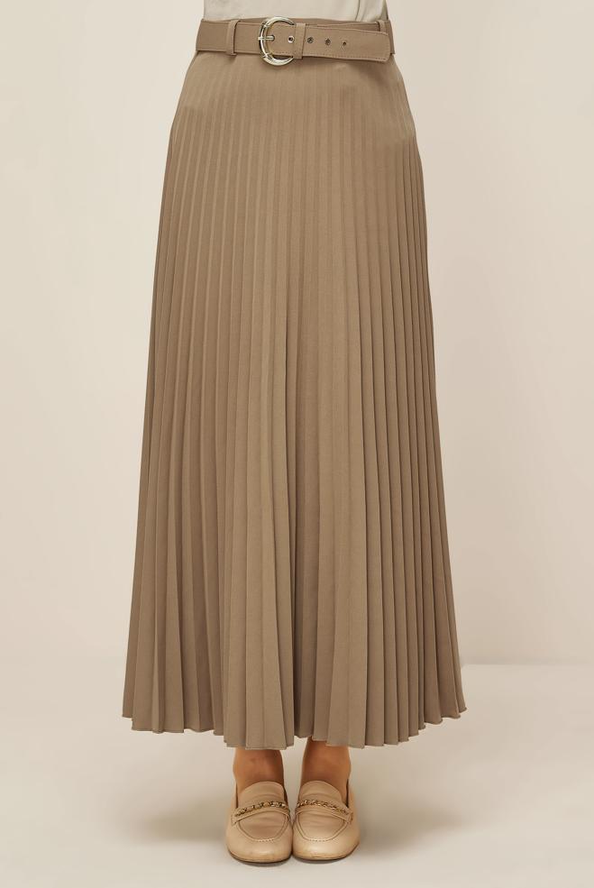 Hijab clothing BROWN BELTED SKIRT 60702 - ALVİNA