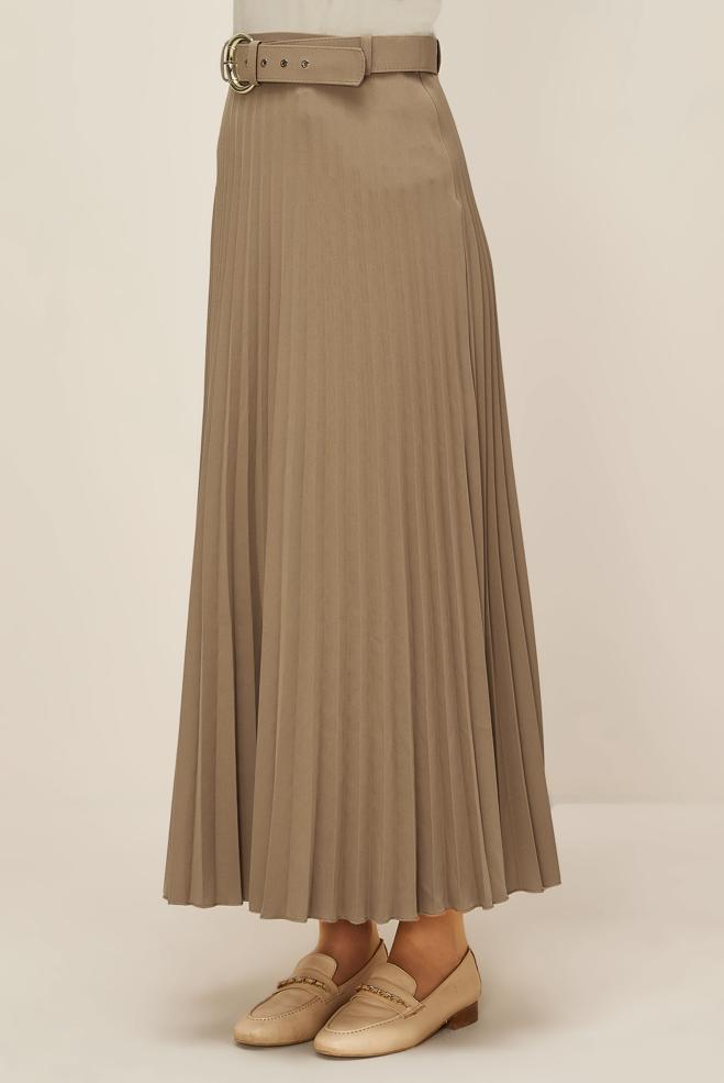 Hijab clothing BROWN BELTED SKIRT 60702 - ALVİNA