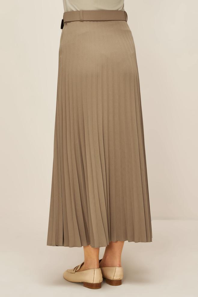 Hijab clothing BROWN BELTED SKIRT 60702 - ALVİNA