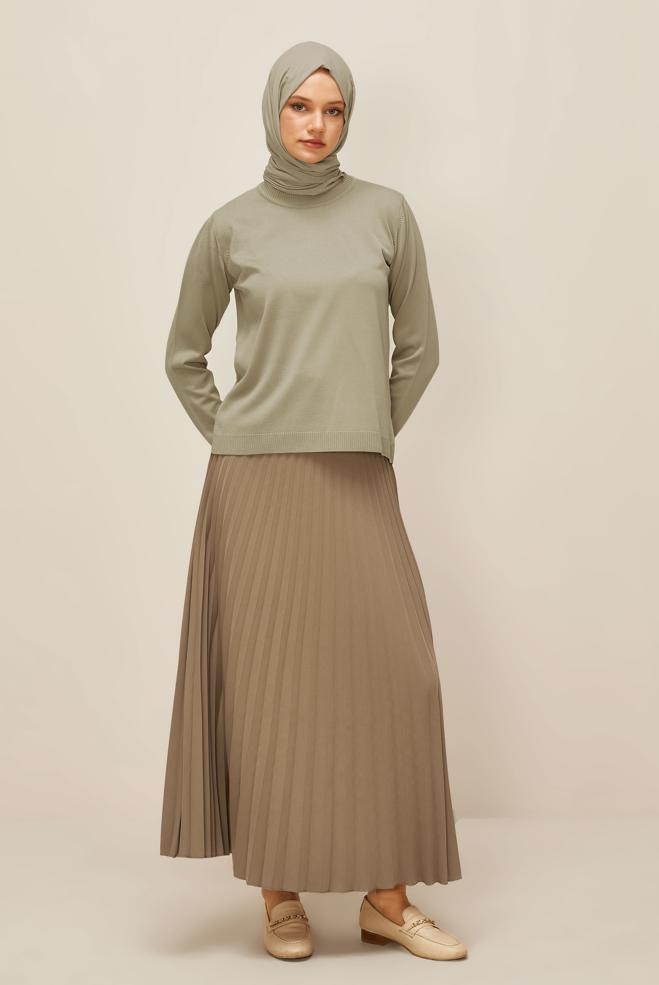 Hijab clothing BROWN BELTED SKIRT 60702 - ALVİNA