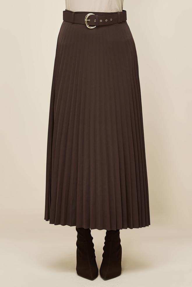 Hijab clothing BROWN BELTED SKIRT 60702 - ALVİNA