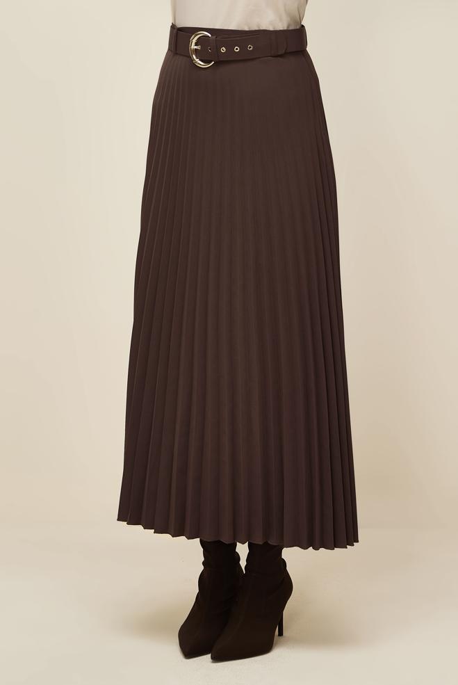Hijab clothing BROWN BELTED SKIRT 60702 - ALVİNA