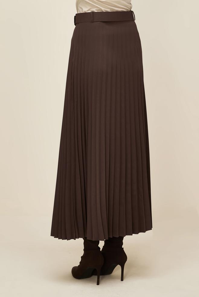 Hijab clothing BROWN BELTED SKIRT 60702 - ALVİNA