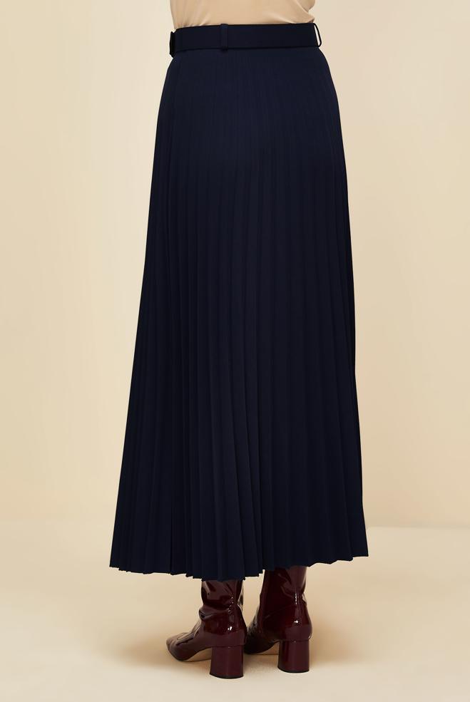 Hijab clothing NAVY BLUE BELTED SKIRT 60702 - ALVİNA