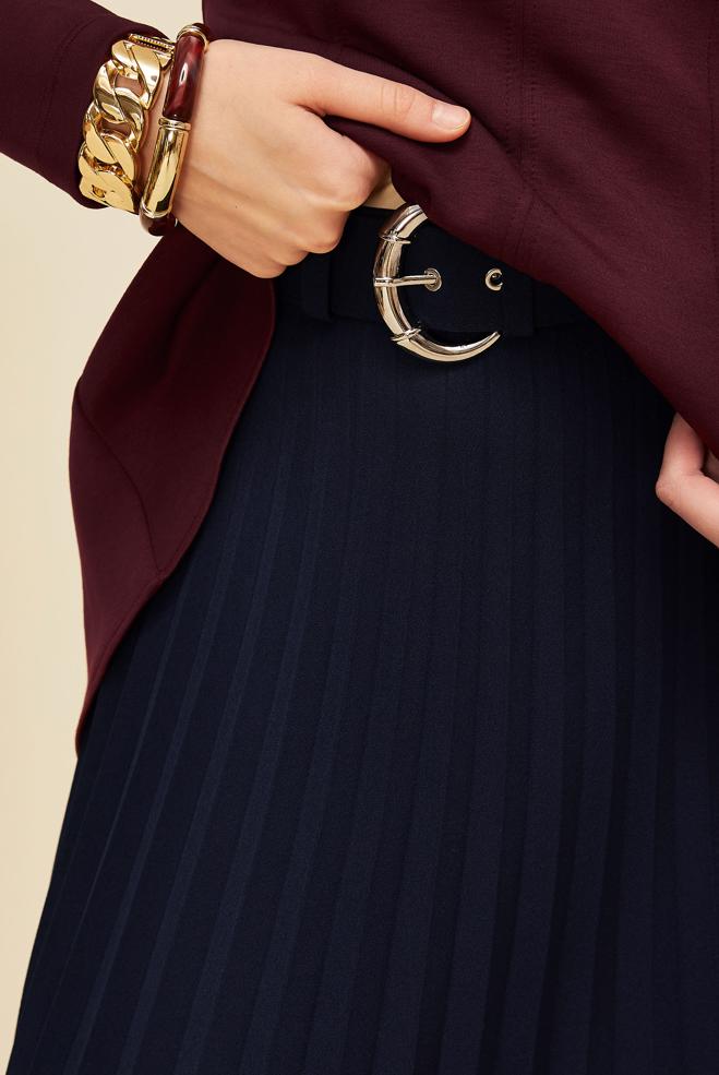 Hijab clothing NAVY BLUE BELTED SKIRT 60702 - ALVİNA