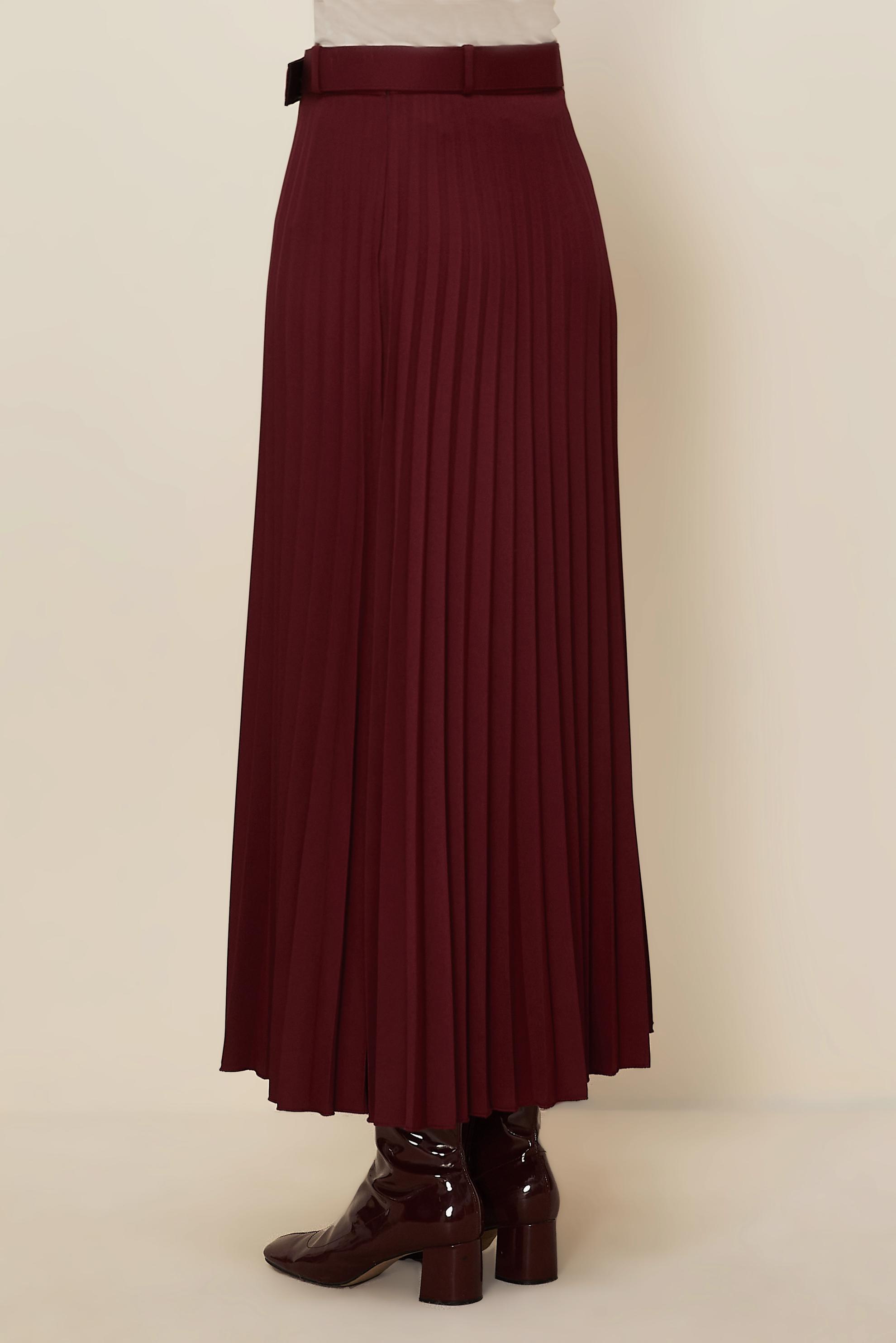 Tesettür giyim BORDO KEMERLİ ETEK 60702