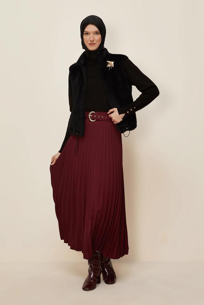 Tesettür giyim BORDO 60702 43961 ETEK 38-48 TEK 40 - ALVİNA