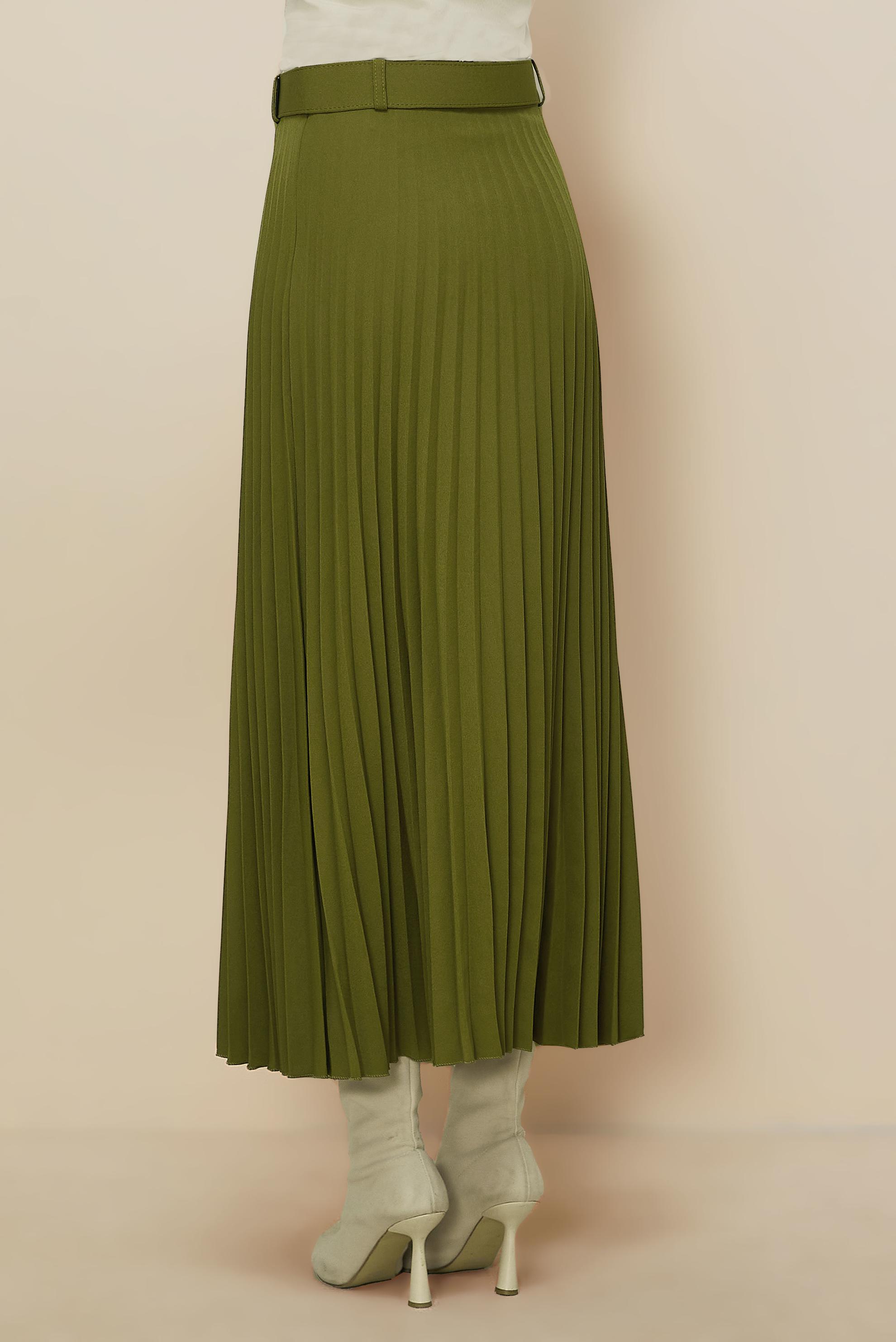 Tesettür giyim YEŞİL KEMERLİ ETEK 60702