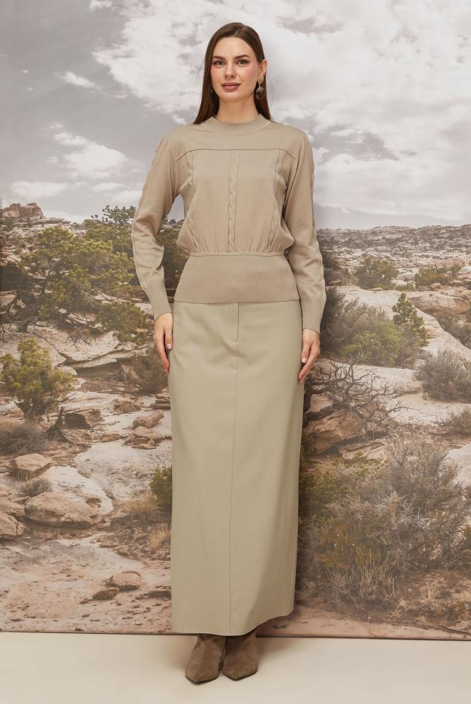 Hijab clothing BEIGE 60703 KARDELEN ETEK 38-46 TEK 42 - ALVİNA