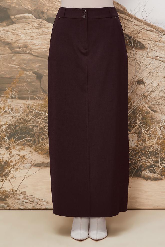 Hijab clothing CLARET RED STRAIGHT CUT SKIRT 60703 - ALVİNA