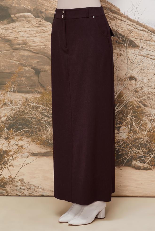 Hijab clothing CLARET RED STRAIGHT CUT SKIRT 60703 - ALVİNA