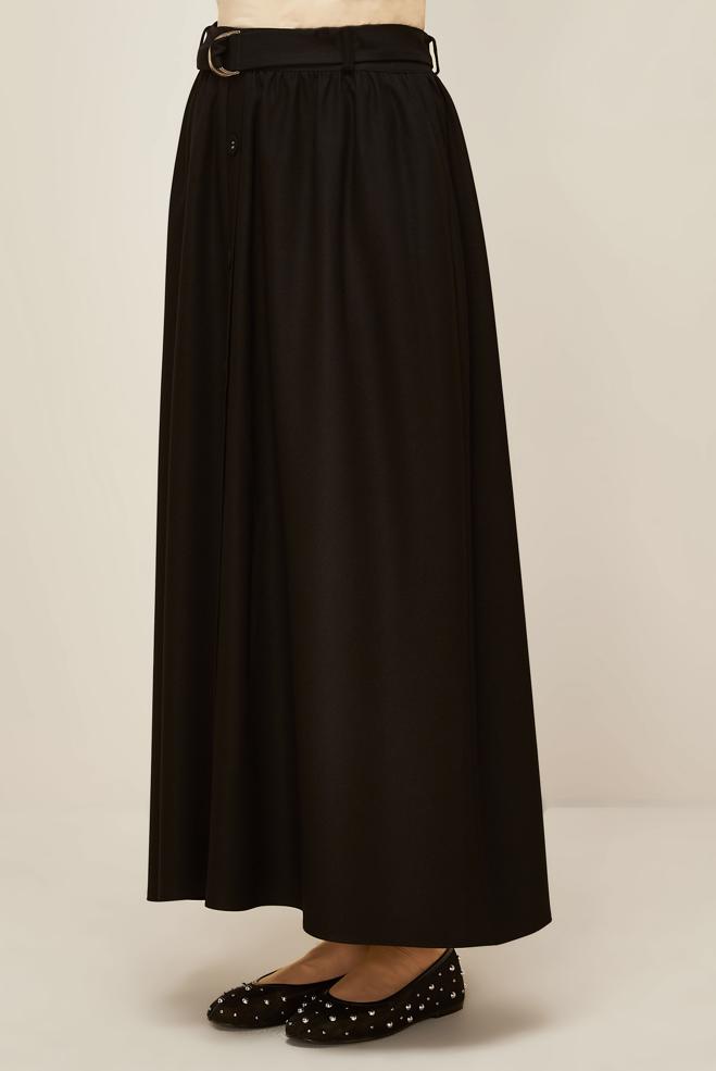 Hijab clothing BLACK BELTED SKIRT 60704 - ALVİNA