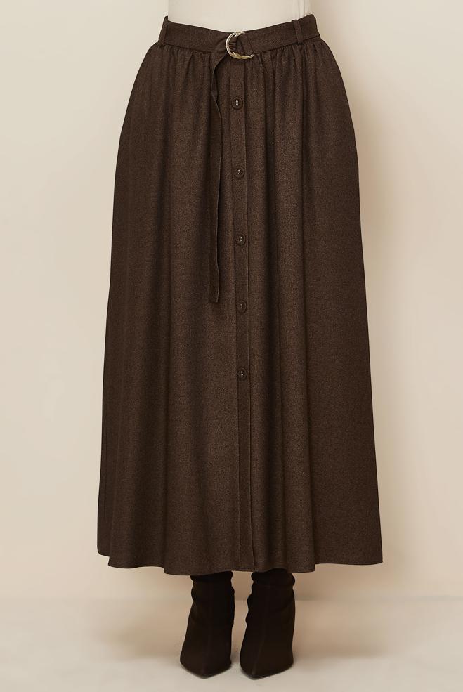 Tesettür giyim KAHVE 60704 44366 ETEK 38-46 TEK40 - ALVİNA