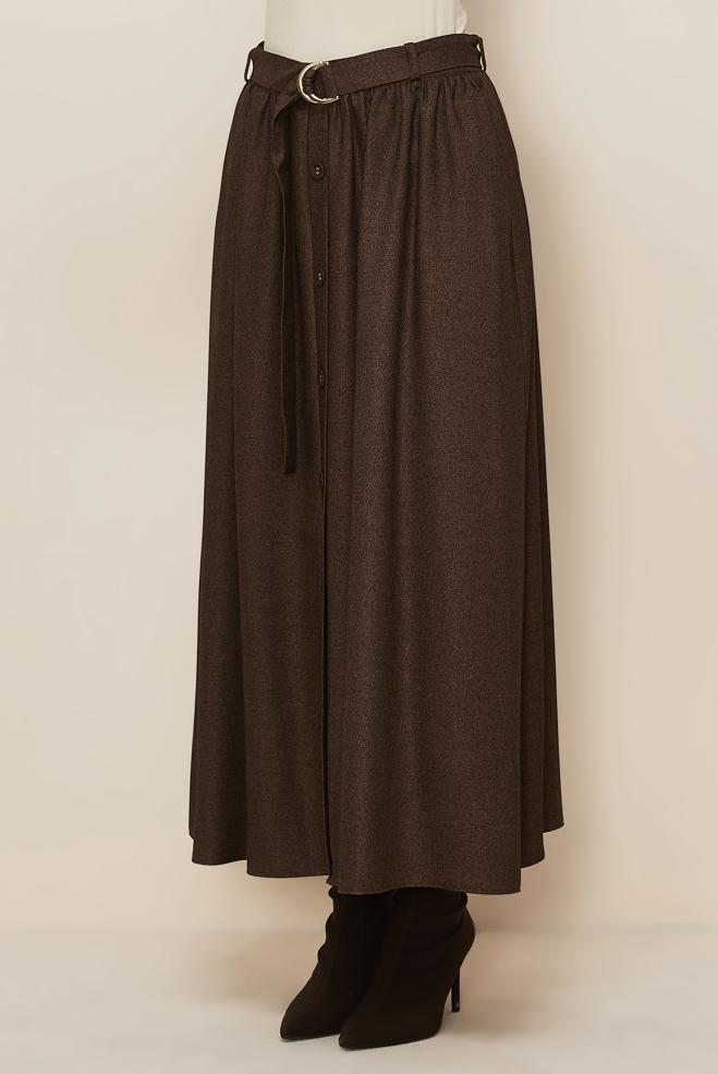 Tesettür giyim KAHVE 60704 44366 ETEK 38-46 TEK40 - ALVİNA