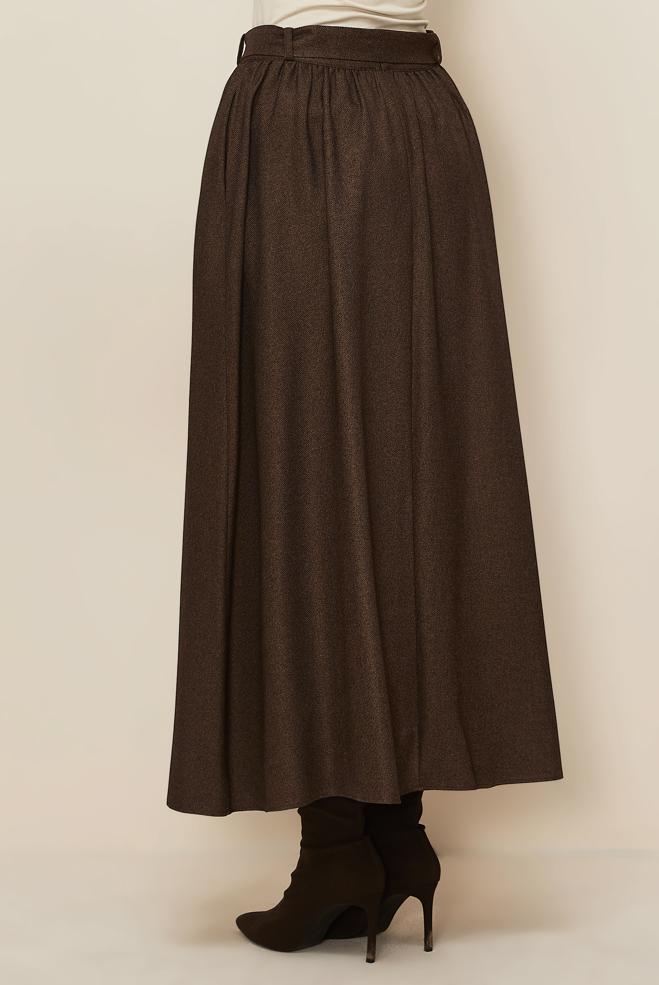 Tesettür giyim KAHVE 60704 44366 ETEK 38-46 TEK40 - ALVİNA