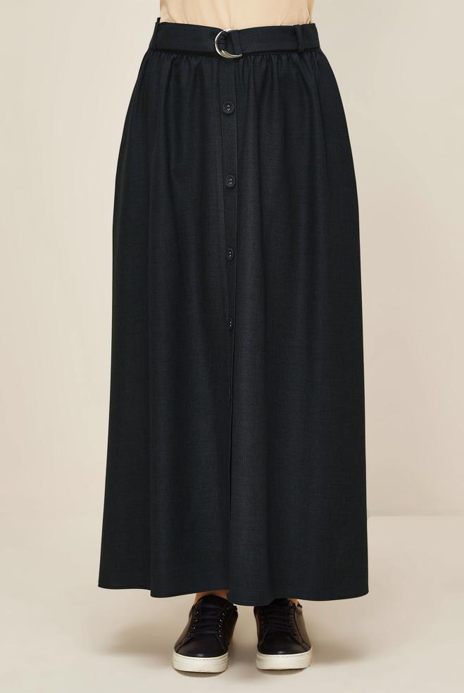 Hijab clothing NAVY BLUE BELTED SKIRT 60704 - ALVİNA