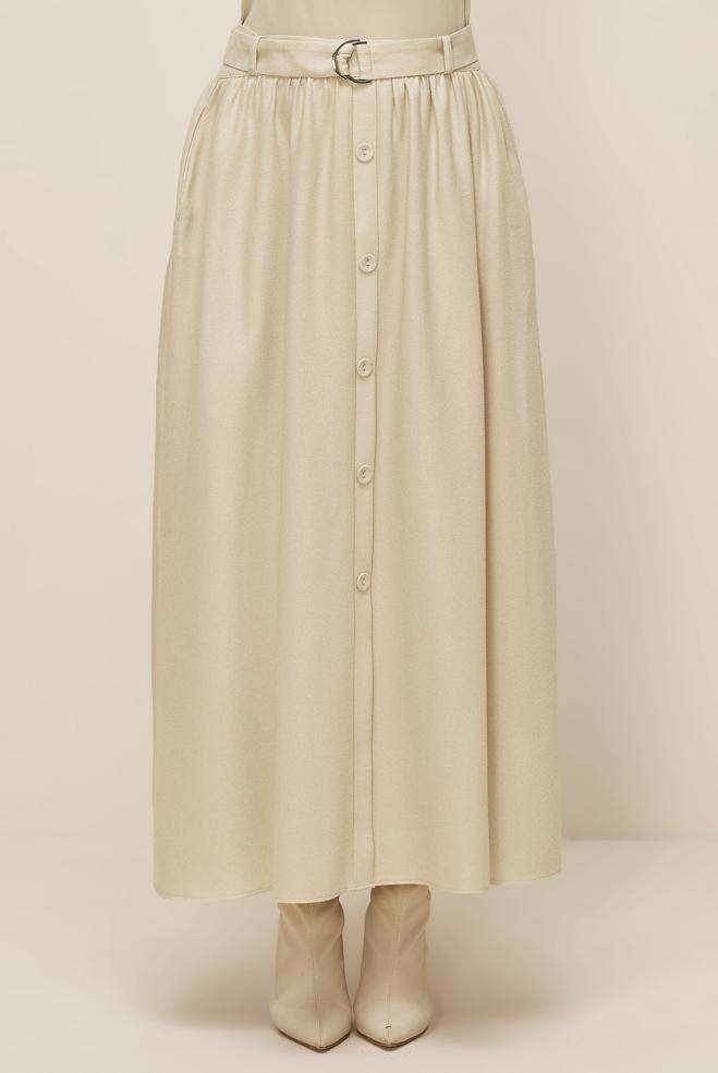 Hijab clothing ECRU BELTED SKIRT 60704 - ALVİNA