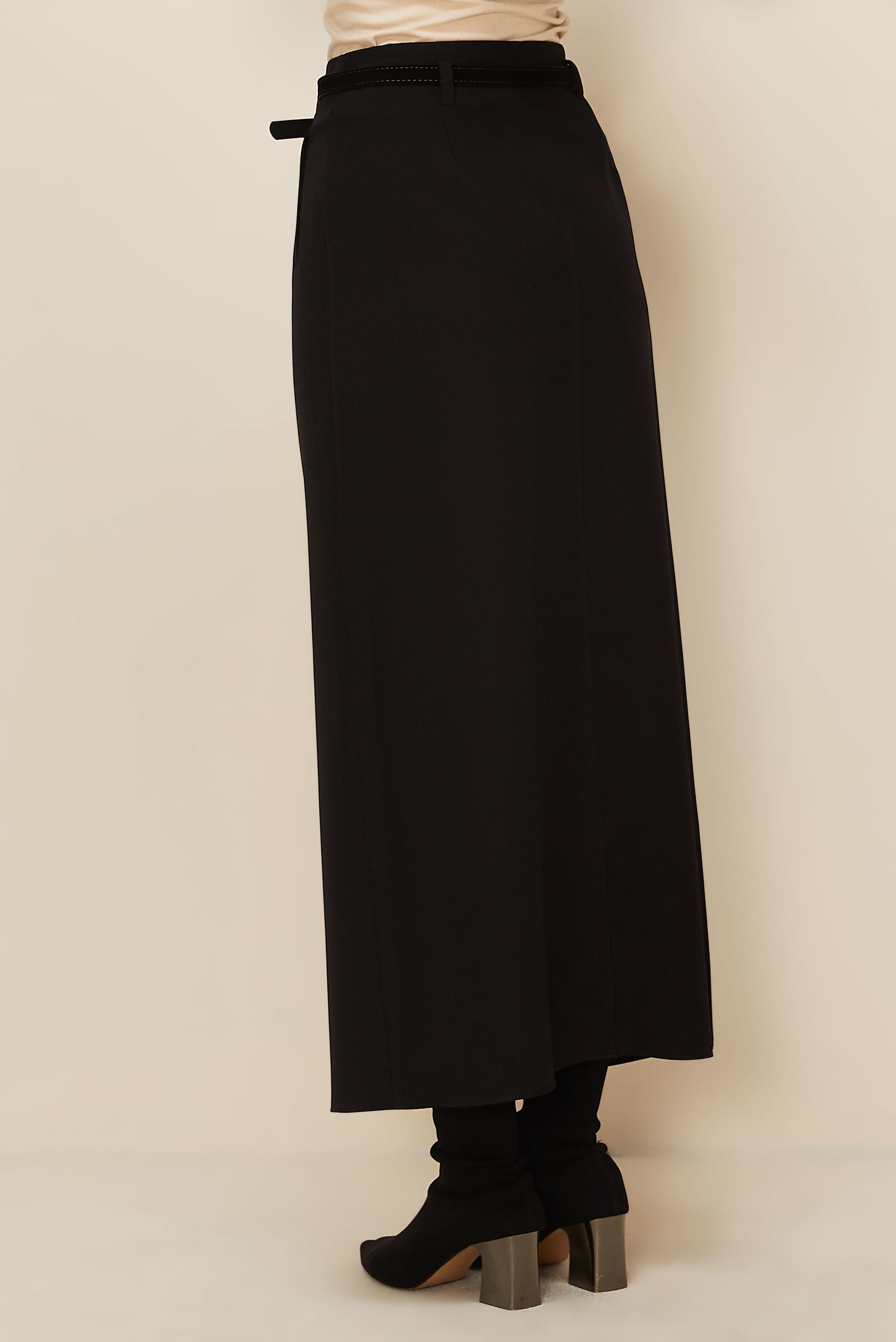 Tesettür giyim SİYAH KEMERLİ ETEK 60705