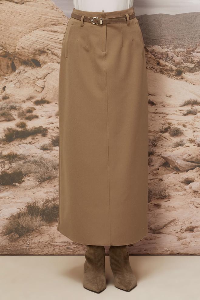 Hijab clothing BEIGE BELTED SKIRT 60705 - ALVİNA