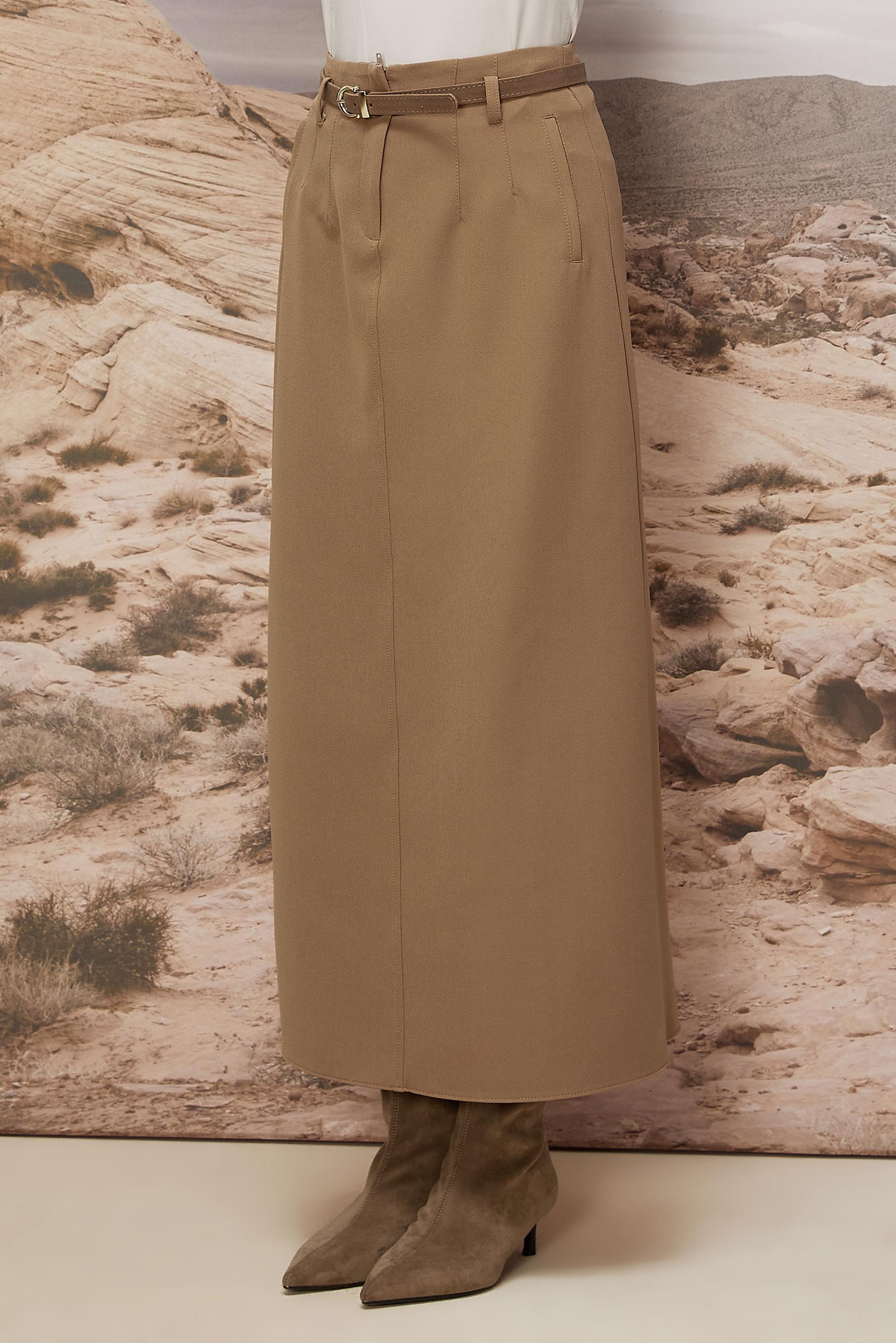 Hijab clothing BEIGE BELTED SKIRT 60705